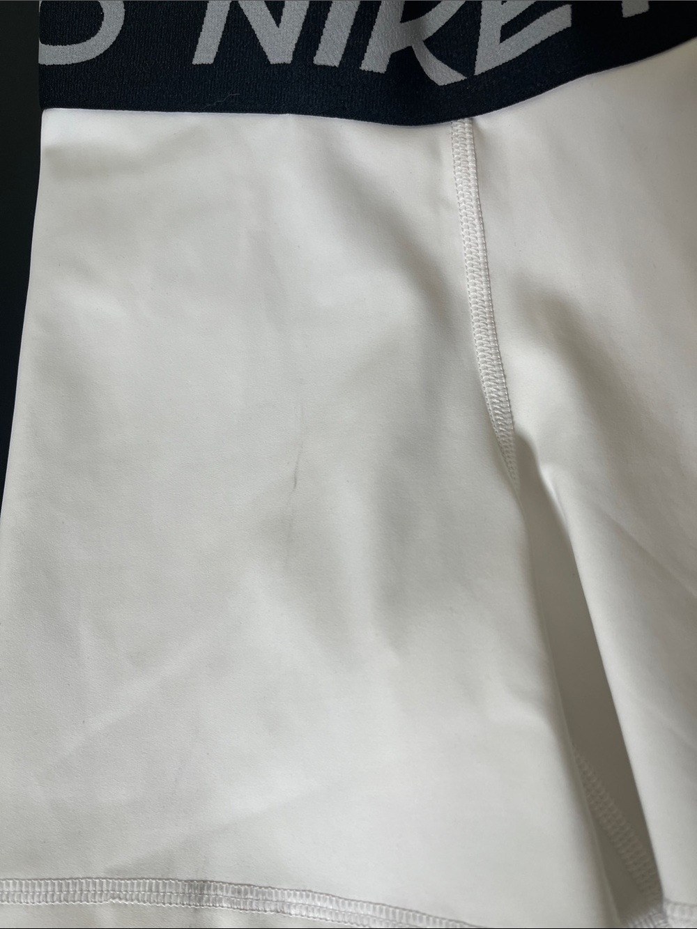 Nike White Bike Shorts with Black Nike Pro Waistband - Picture 5 of 10